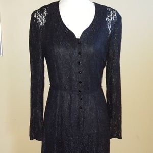 Vintage All That Jazz Black Lace Corset Back Dress